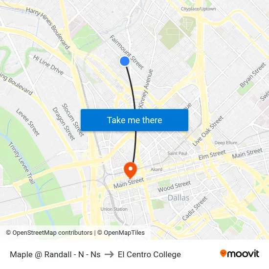 Maple @ Randall - N - Ns to El Centro College map