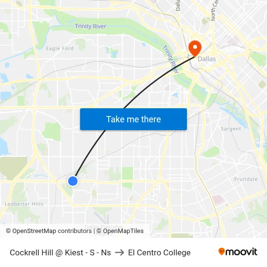 Cockrell Hill @ Kiest - S - Ns to El Centro College map