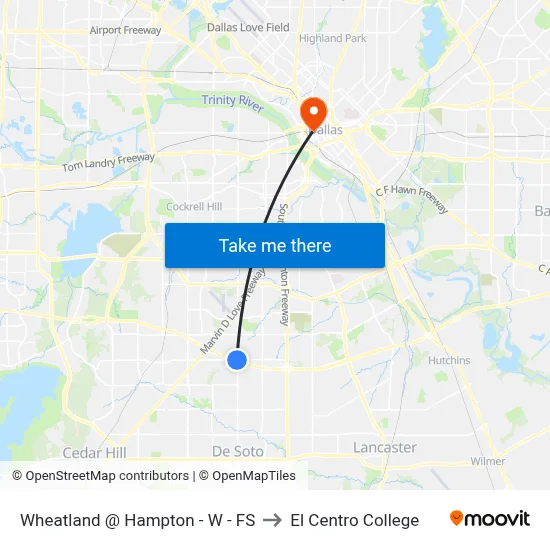 Wheatland @ Hampton - W - FS to El Centro College map
