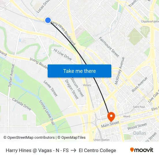 Harry Hines @ Vagas - N - FS to El Centro College map
