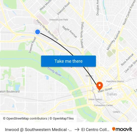 Inwood @ Southwestern Medical - S - FS to El Centro College map