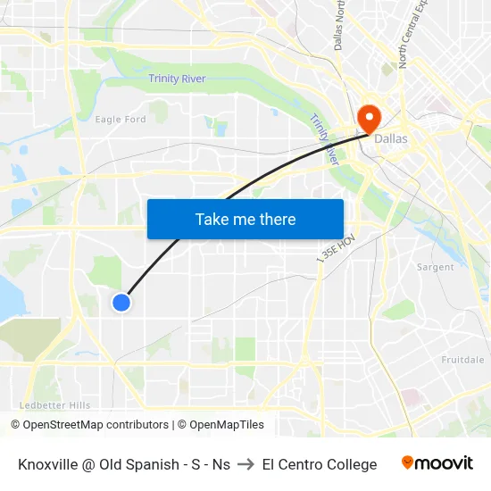 Knoxville @ Old Spanish - S - Ns to El Centro College map