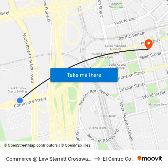 Commerce @ Lew Sterrett Crosswalk - W - Ns to El Centro College map