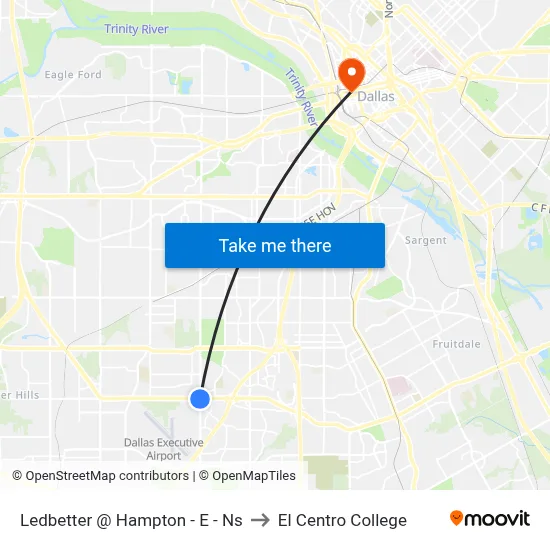 Ledbetter @ Hampton - E - Ns to El Centro College map