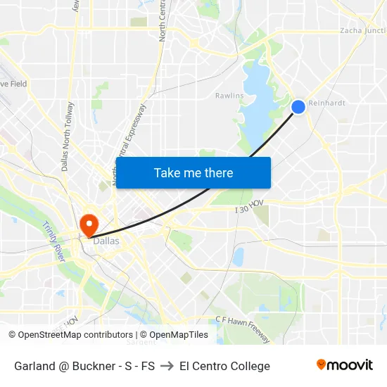 Garland @ Buckner - S - FS to El Centro College map
