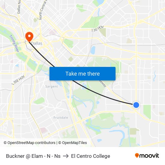 Buckner @ Elam - N - Ns to El Centro College map