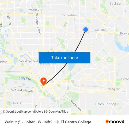 Walnut @ Jupiter - W - Mb2 to El Centro College map