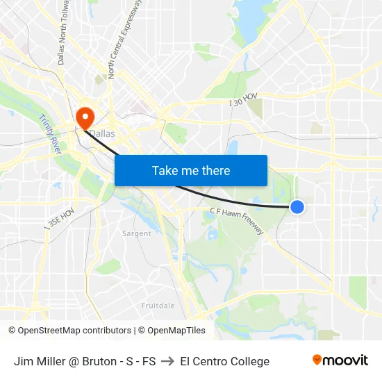 Jim Miller @ Bruton - S - FS to El Centro College map