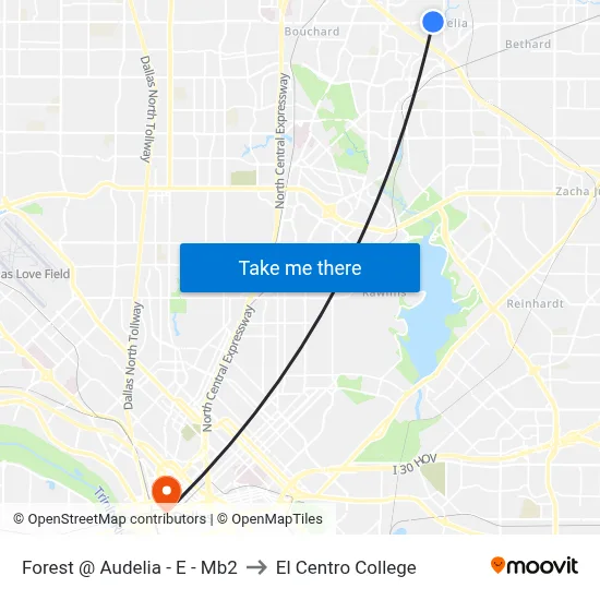 Forest @ Audelia - E - Mb2 to El Centro College map