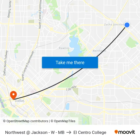 Northwest @ Jackson - W - MB to El Centro College map