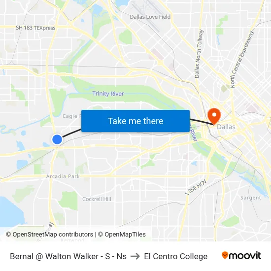 Bernal @ Walton Walker - S - Ns to El Centro College map