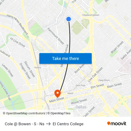 Cole @ Bowen - S - Ns to El Centro College map