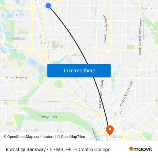Forest @ Bankway - E - MB to El Centro College map