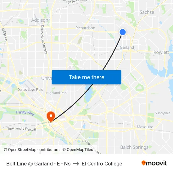 Belt Line @ Garland - E - Ns to El Centro College map
