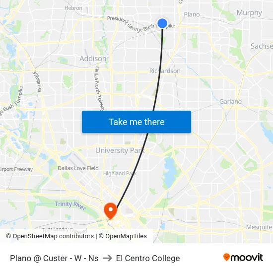 Plano @ Custer - W - Ns to El Centro College map