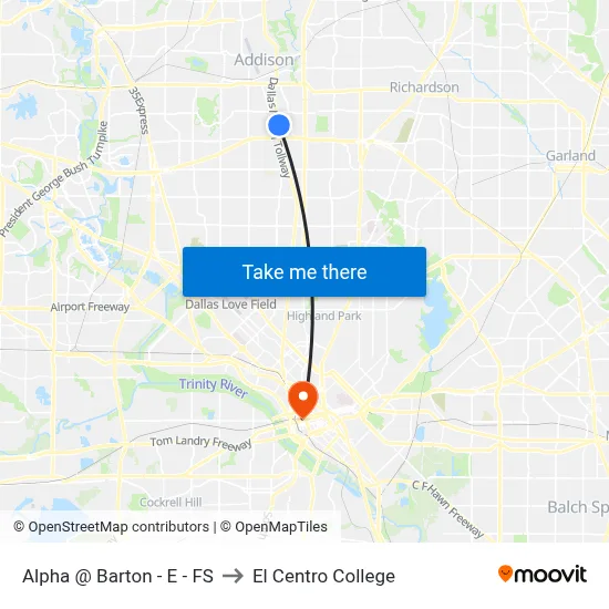Alpha @ Barton - E - FS to El Centro College map