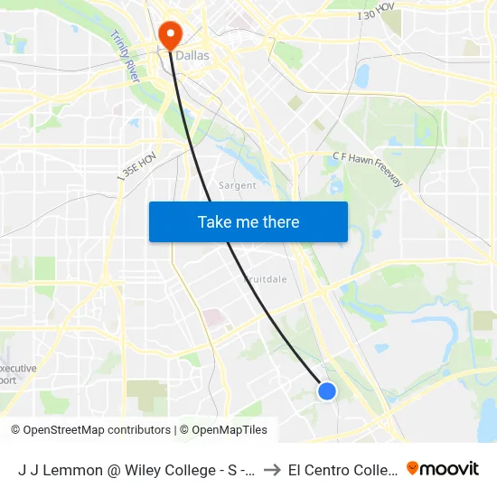 J J Lemmon @ Wiley College - S - Ns to El Centro College map