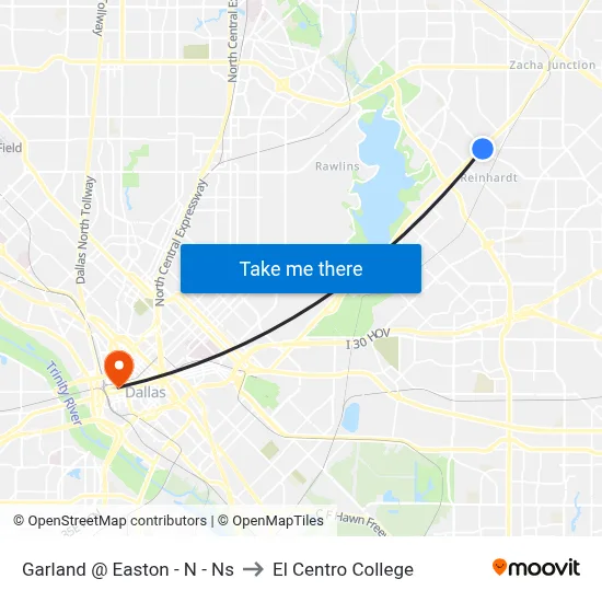 Garland @ Easton - N - Ns to El Centro College map