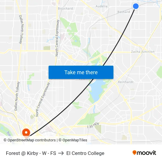 Forest @ Kirby - W - FS to El Centro College map
