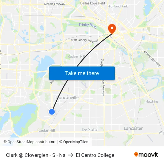 Clark @ Cloverglen - S - Ns to El Centro College map