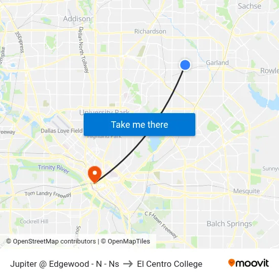 Jupiter @ Edgewood - N - Ns to El Centro College map