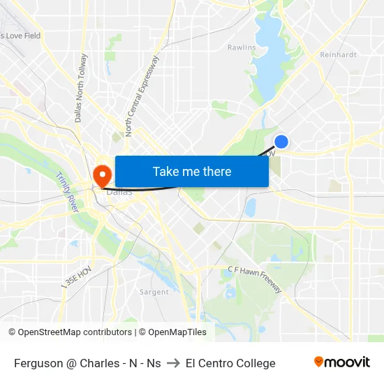 Ferguson @ Charles - N - Ns to El Centro College map