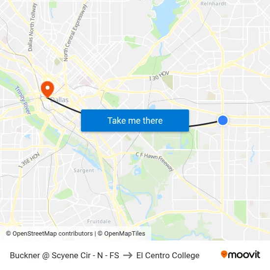 Buckner @ Scyene Cir - N - FS to El Centro College map