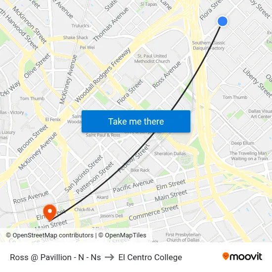 Ross @ Pavillion - N - Ns to El Centro College map