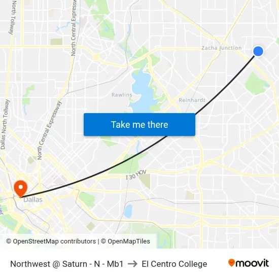 Northwest @ Saturn - N - Mb1 to El Centro College map