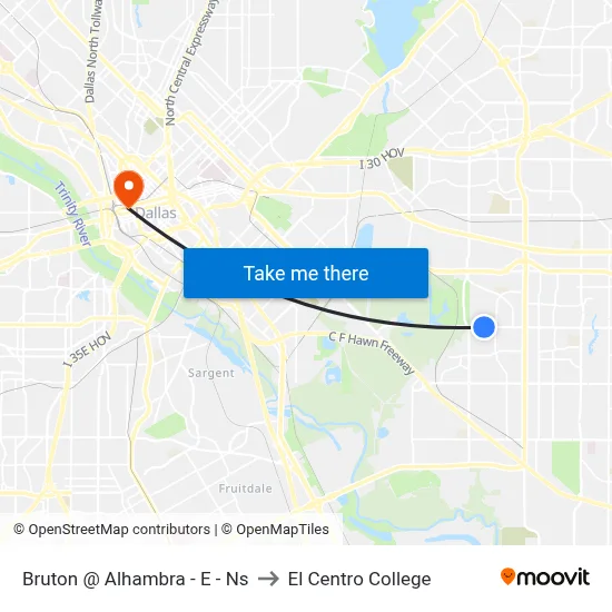 Bruton @ Alhambra - E - Ns to El Centro College map