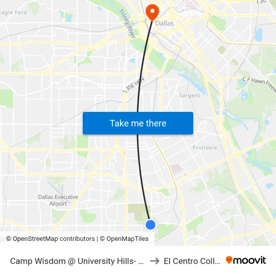 Camp Wisdom @ University Hills- W - FS to El Centro College map