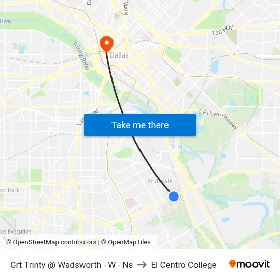 Grt Trinty @ Wadsworth - W - Ns to El Centro College map
