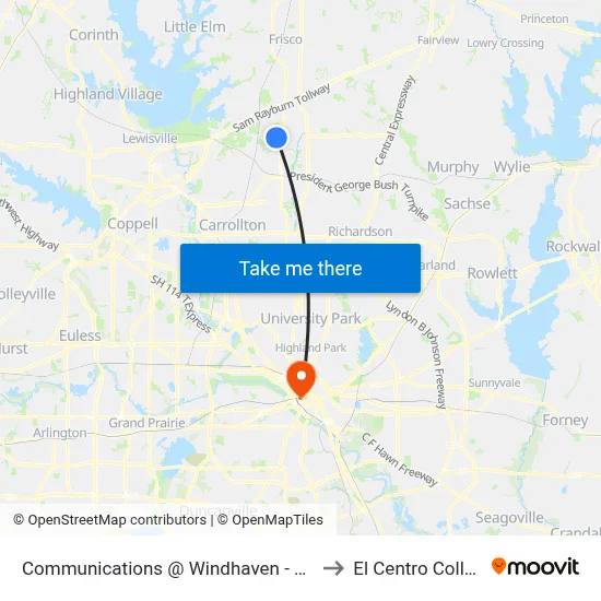Communications @ Windhaven - S - FS to El Centro College map