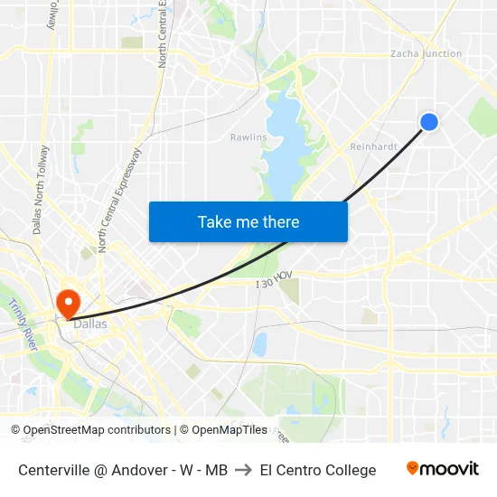 Centerville @ Andover - W - MB to El Centro College map