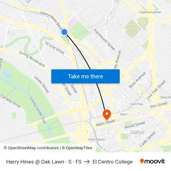 Harry Hines @ Oak Lawn - S -  FS to El Centro College map