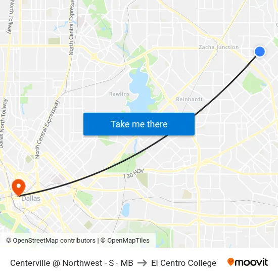Centerville @ Northwest - S - MB to El Centro College map