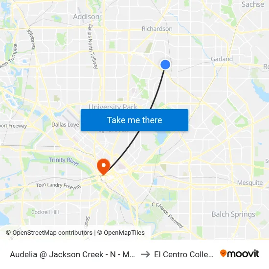 Audelia @ Jackson Creek - N - Mb1 to El Centro College map