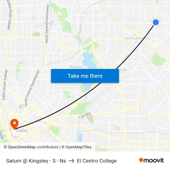 Saturn @ Kingsley - S - Ns to El Centro College map
