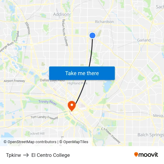 Tpkirw to El Centro College map