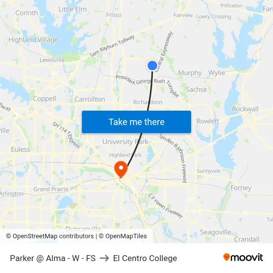 Parker @ Alma - W - FS to El Centro College map