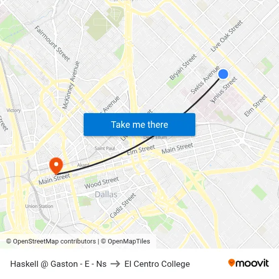 Haskell @ Gaston - E - Ns to El Centro College map