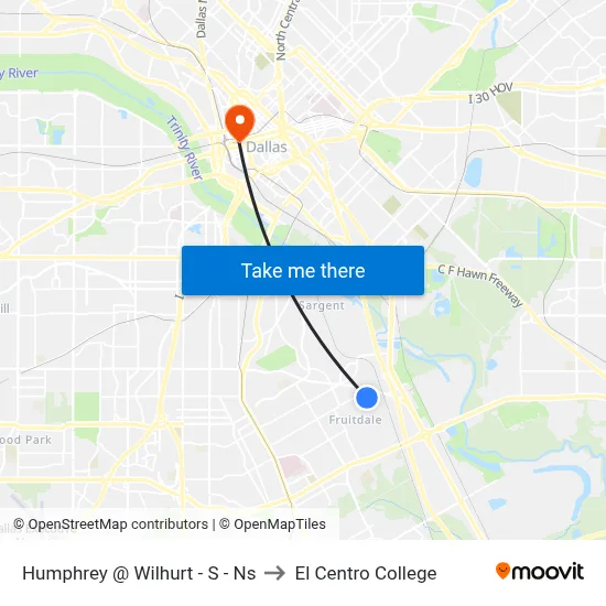 Humphrey @ Wilhurt - S - Ns to El Centro College map