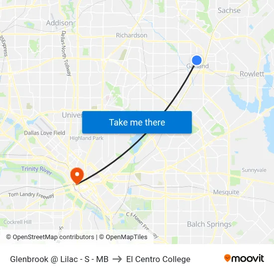 Glenbrook @ Lilac - S - MB to El Centro College map
