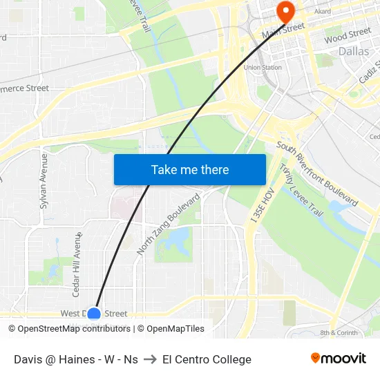 Davis @ Haines - W - Ns to El Centro College map