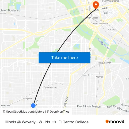 Illinois @ Waverly - W - Ns to El Centro College map