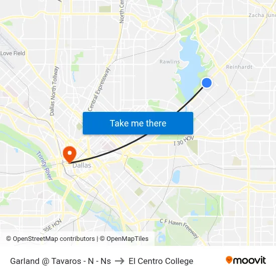 Garland @ Tavaros - N - Ns to El Centro College map