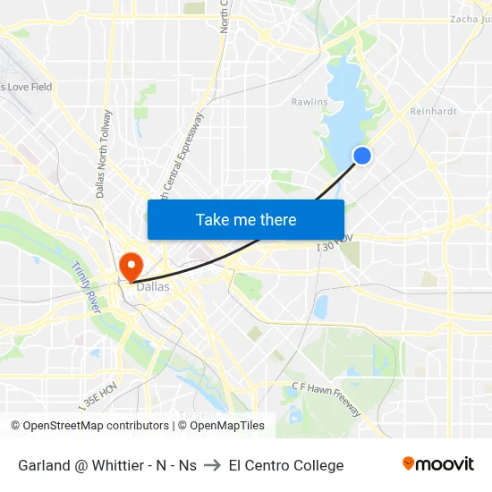 Garland @ Whittier - N - Ns to El Centro College map