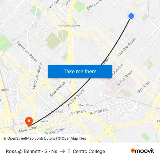 Ross @ Bennett - S - Ns to El Centro College map