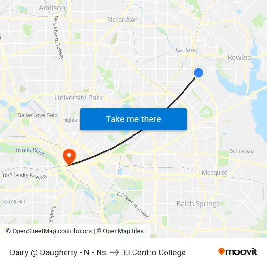 Dairy @ Daugherty - N - Ns to El Centro College map