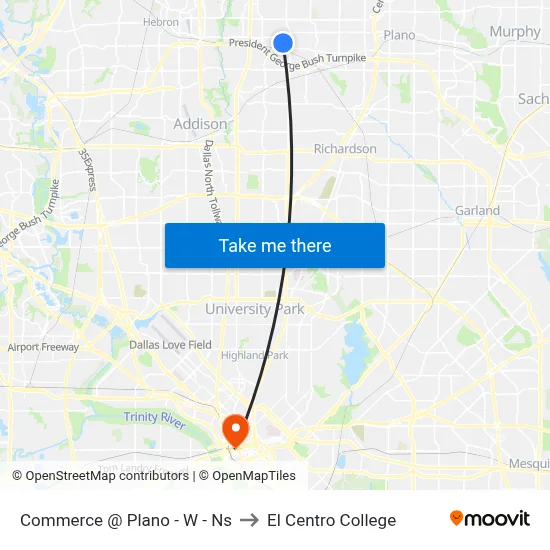 Commerce @ Plano - W - Ns to El Centro College map